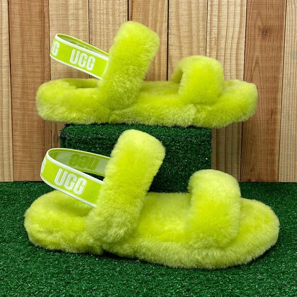 UGG 115752K Oh Yeah Key Lime Fluo Green Sandals Kids SZ 5 - Picture 1 of 11